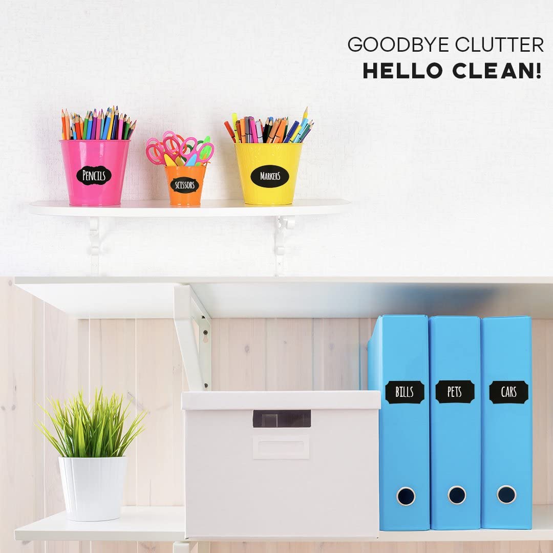 96 Premium Chalkboard Labels Bulk - Free Erasable Chalk Pen - Dishwasher Safe Chalk Board Mason Jar Labels - Removable Waterproof Blackboard Sticker Label for Jars Glass Bottle Kids by Savvy & Sorted